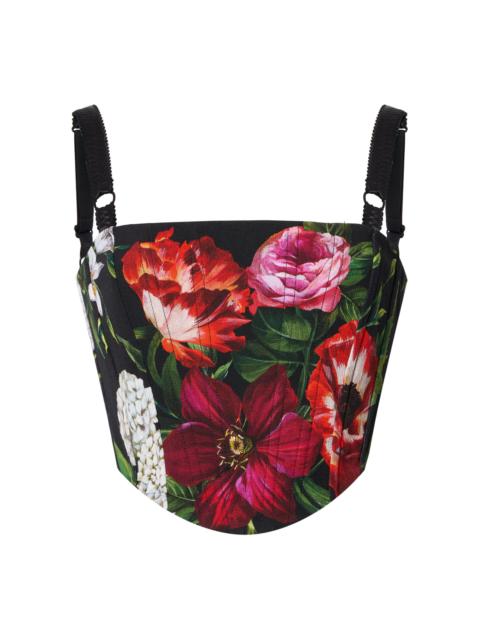 Dolce & Gabbana Floral-Printed Rayon Corset Top floral