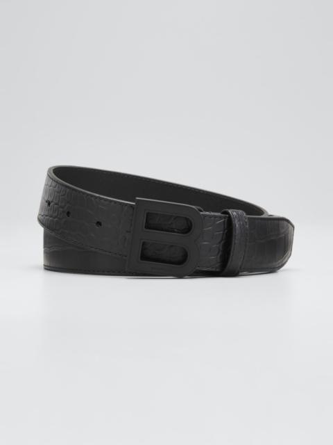 BALENCIAGA Men's Hourglass B-Logo Tonal Leather Belt