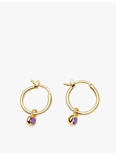 MISSOMA February Birthstone Mini Charm 18ct Yellow Gold Plated Brass And Amethyst Hoop Earrings