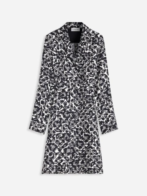 Lanvin FLOWER PRINT LONG SLEEVE WRAP MIDI DRESS