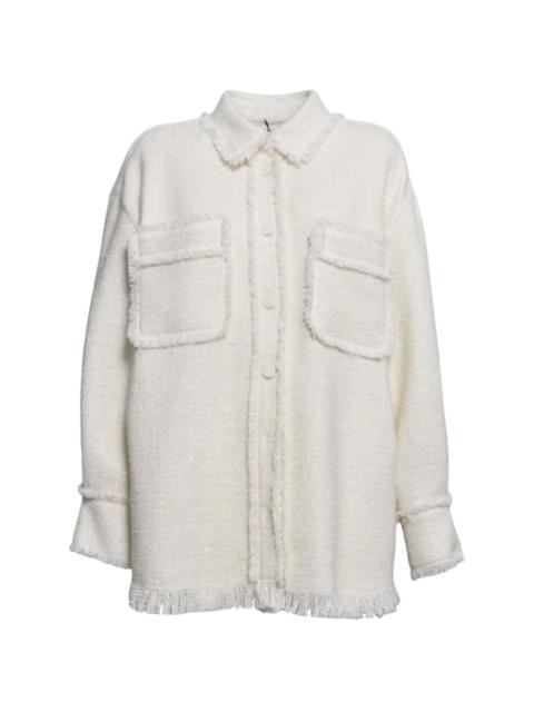 MSGM frayed pocketed shirt tweed jacket