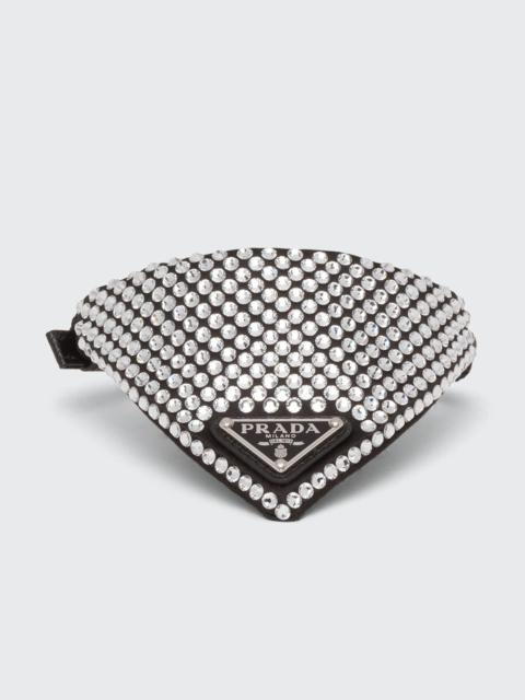 Prada Crystal-Studded Satin Pet Collar