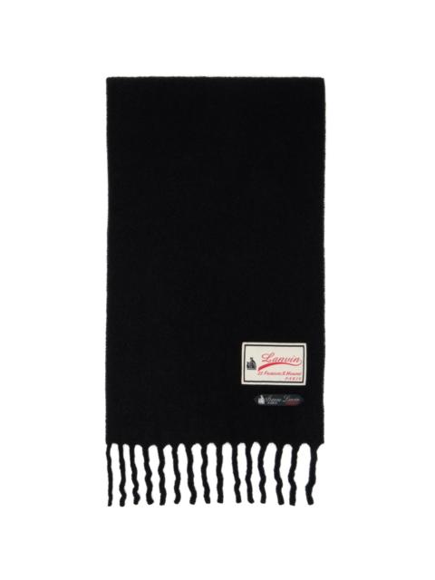 Lanvin Black Fluffy '22 Faubourg' Label Scarf