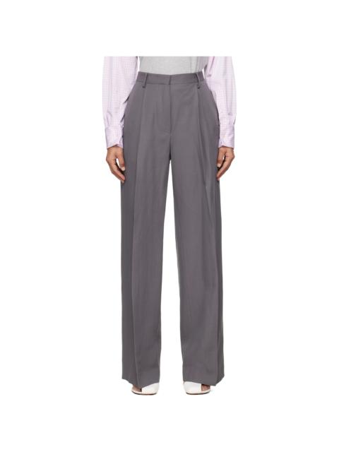 Dries Van Noten Taupe Wool & Paper Trousers