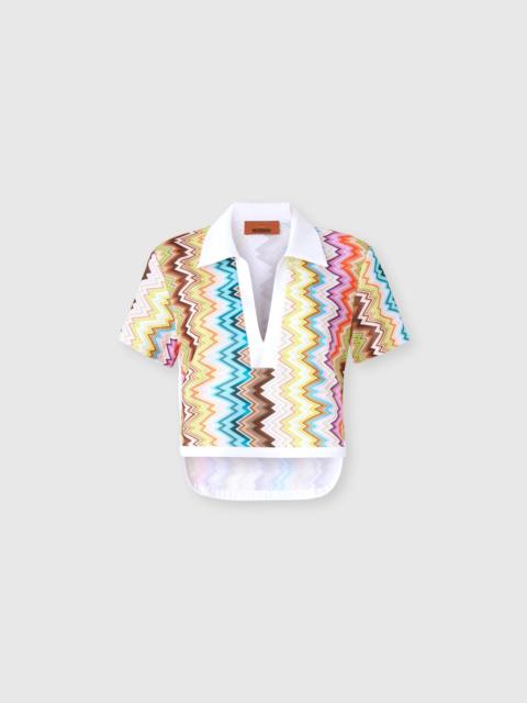 Missoni Cropped polo in printed zig zag terry