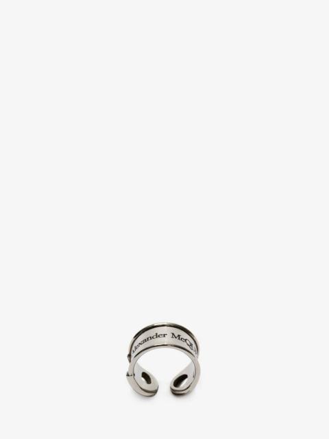Alexander McQueen Safety Pin Ring in Grey
