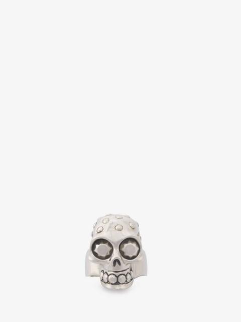 Alexander McQueen Men's The Knuckle Skull Ring in Antique Silver