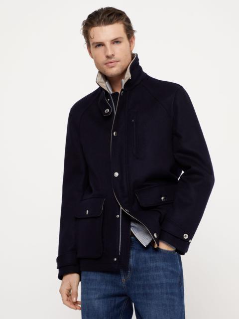 Brunello Cucinelli Wool double beaver cloth outerwear jacket with corduroy inserts