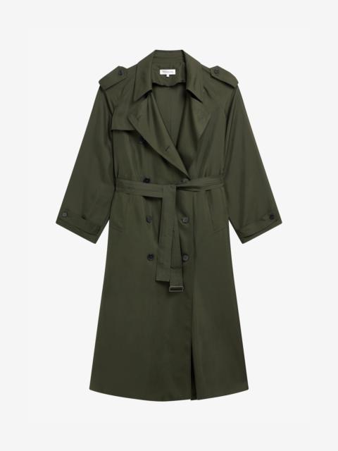 The Frankie Shop Veyron Silk Trench - Khaki