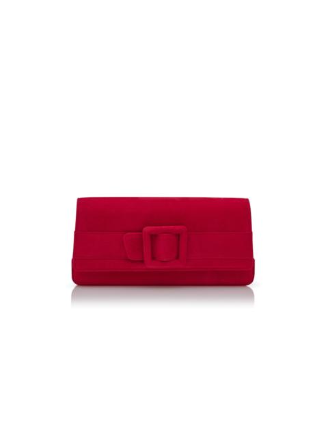 Red Suede Buckle Clutch
