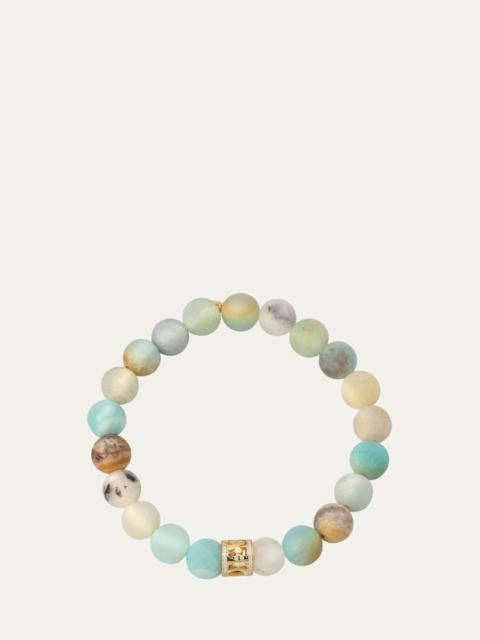 SYDNEY EVAN 14K Yellow Gold Lucky Rondelle Amazonite Bracelet