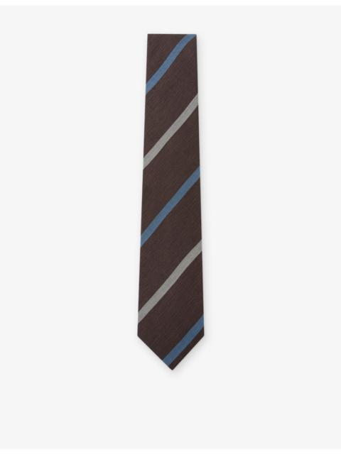 REISS Paolo Stripe Cotton, Linen And Silk Tie