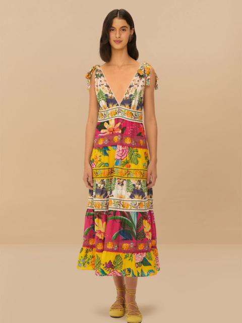 FARM RIO Mixed Flowers Midi Dress