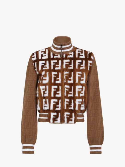 FENDI Knit and inlaid mink fur bomber jacket