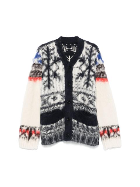 sacai intarsia-knit cardigan