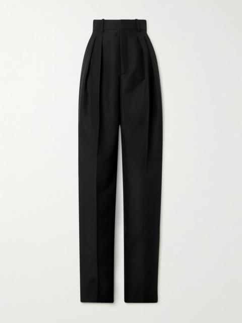 SAINT LAURENT Pleated Grain De Poudre Wool And Mohair-blend Pants