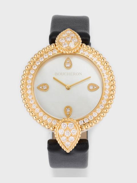 Boucheron Serpent Boheme 18K Yellow Gold Watch with Diamonds and Mother of Pearl