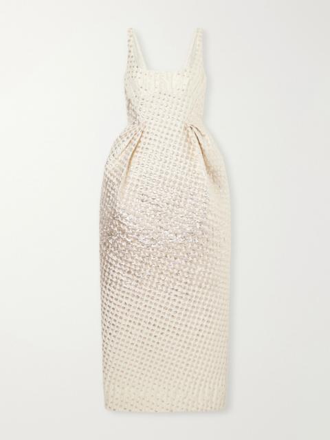 CHRISTOPHER JOHN ROGERS Metallic jacquard-woven gown Cream