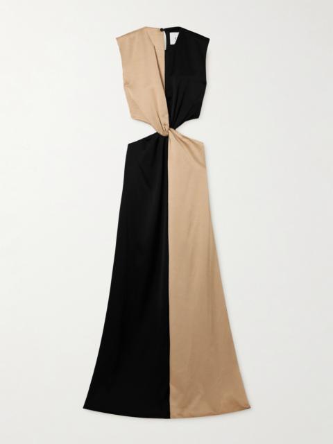 ESSE Studios Gilded Cutout Twist-front Satin And Dupioni Gown