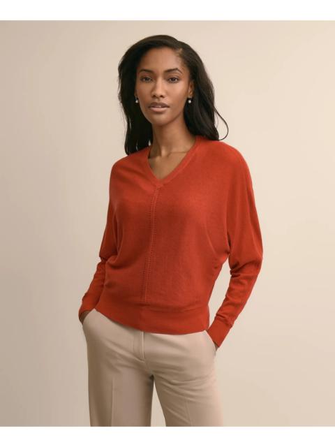 Brooks Brothers Silk-Cotton Dolman-Sleeve V-Neck Sweater