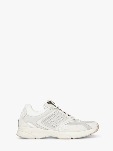 FENDI White nubuck leather low-tops