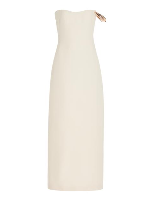 Anica Dress in Ivory Silk Wool Cady