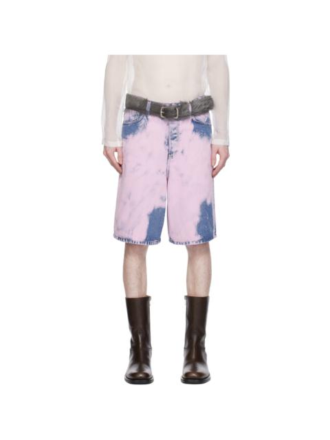 Pink Garment-Dyed Denim Shorts