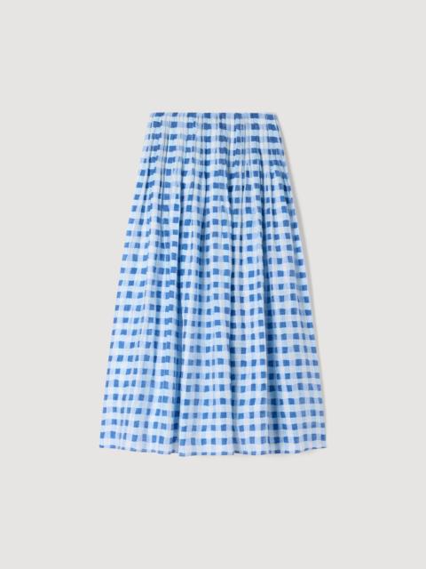 Sandro MAXI GINGHAM LINEN SKIRT