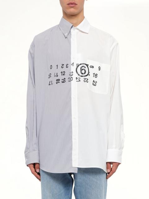 MM6 Maison Margiela Long-Sleeved Shirt in Off White/Grey