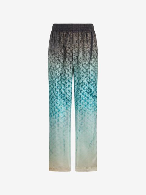 Roberto Cavalli Monogram Print Silk Trousers