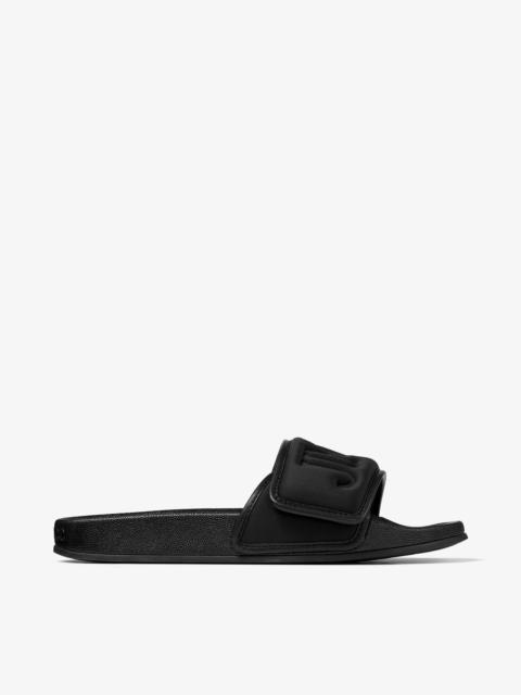 JIMMY CHOO Fitz/F
Black Puffed Logo Lycra Slides