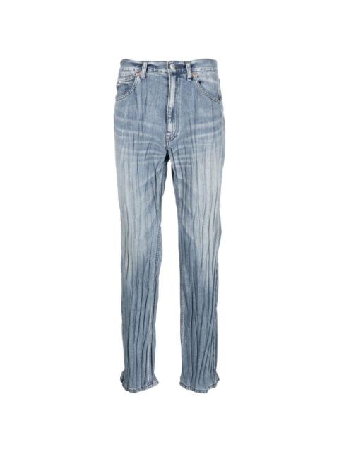 Crinkle straight-leg jeans