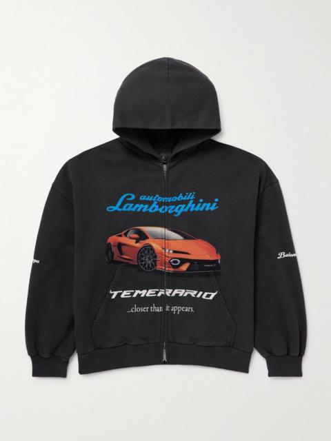 BALENCIAGA Lamborghini Printed Cotton-Jersey Zip-Up Hoodie