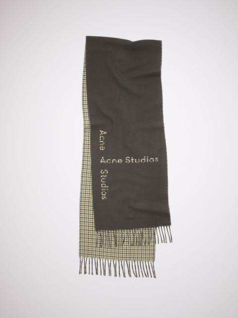 Acne Studios Logo check wool scarf - Charcoal Grey