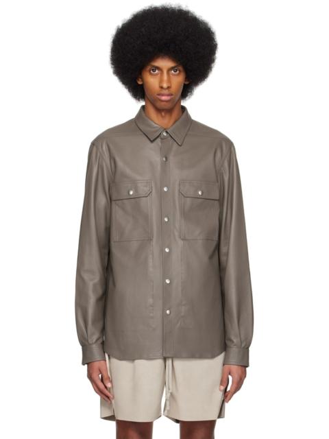 Rick Owens Gray Outershirt Leather Jacket
