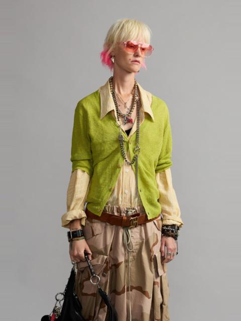 R13 ELBOW SLEEVE SPLIT HEM CARDIGAN