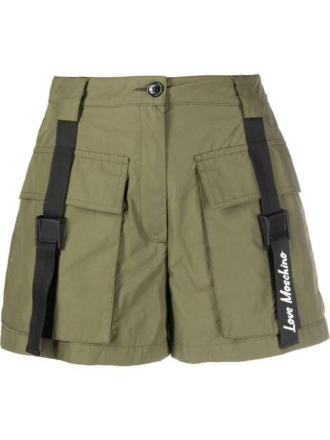 Moschino logo-tape pleated shorts
