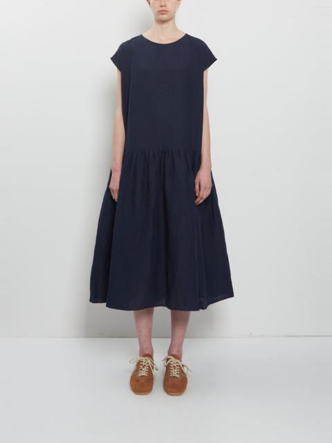 apuntob Linen Gathered Waist Dress