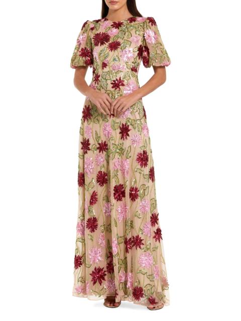 MAC DUGGAL Women's Evening Floral Beaded Gown - Beige Multi