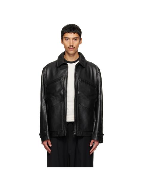 Y-3 Black Leather Blouson Jacket
