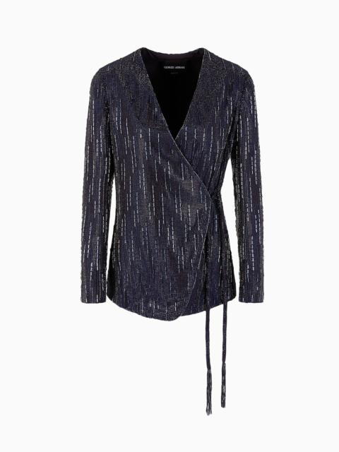 GIORGIO ARMANI Long silk jacket with crystal embroidery