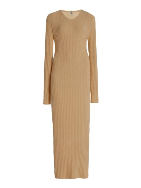 Ribbed Wool-Blend Maxi Dress neutral