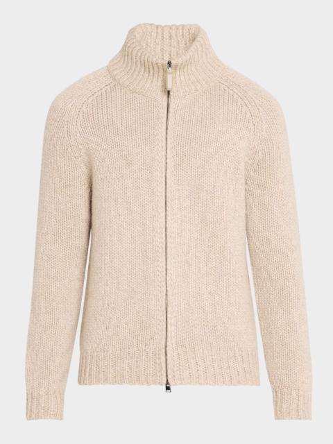 Brioni Men's Cashmere Mouline Zip Sweater