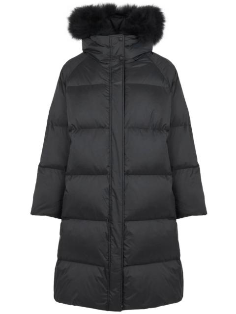 Yves Salomon Long down jacket in waterproof technical fabric with lambswool finishes