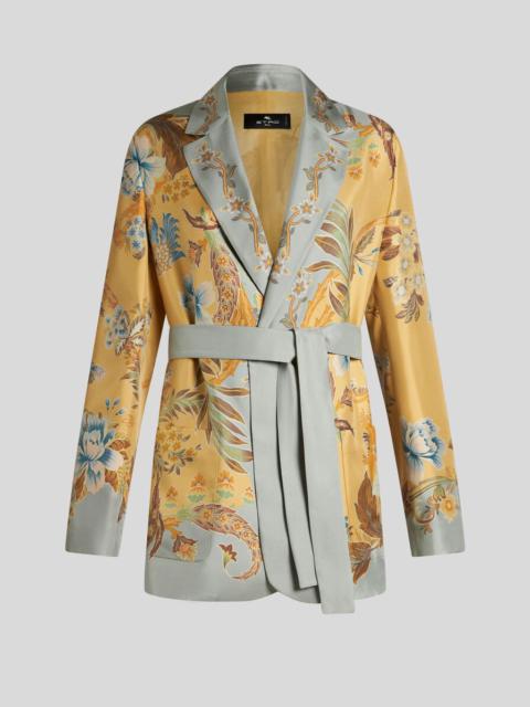 Etro PRINTED SILK WRAPAROUND JACKET