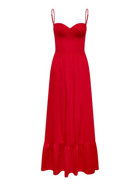 ANDRES OTALORA Conocerte Bustier Cotton Maxi Dress red