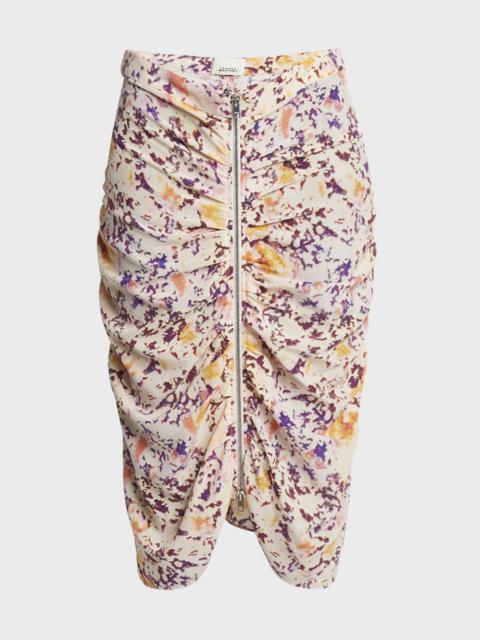 Isabel Marant Hozana Floral Print Midi Skirt with Front Zip