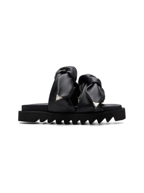 TOGA PULLA Black Leather Flat Sandals