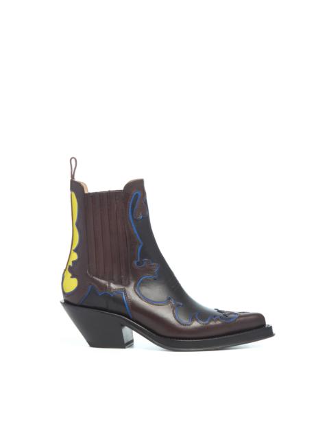GABRIELA HEARST Cassidy Cowboy Ankle Boot in Black Multi Leather