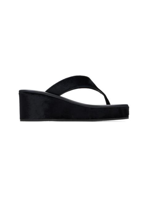 ANCIENT GREEK SANDALS Black Charys Low Wedge Heeled Sandals